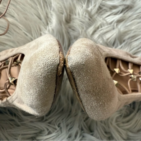 VALENTINO GARAVANI Suede Rockstud Lace-Up Ballet Flats Size 37.5 (7.5) - Picture 8 of 12